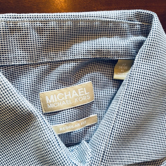 Michael MICHAEL KORS Blue Check XL Button Down Dress Shirt EUC - Picture 5 of 9